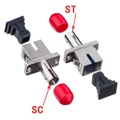Low Insertion Loss SC UPC to ST UPC Simplex Optical Adapter in Metal Case with Flange