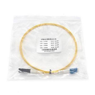 Single Mode Fiber Optic Patch Cord with PVC Duplex LC UPC to VF45 for Fiber Broad Band Solutions