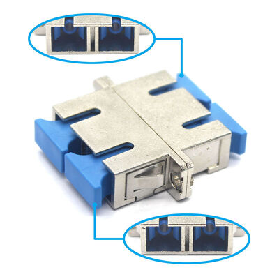 FTTH SC UPC Duplex Fiber Optic Adapter with 0.2dB Insertion Loss in Metal Case with Flange and 500 Cycle Durability
