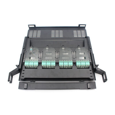 19-inch 1U 2U 4U 144F MPO-LC Fiber Optic Patch Panel with Cassette - Ultra-high Density, Double Rail Design, ABS MPO Module