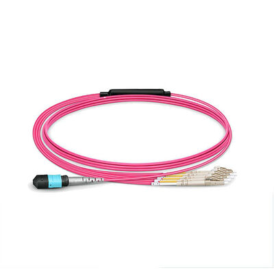 ≤0.3dB MTP/MPO Female -LC OM4 Multimode Breakout Fiber Patch Cord