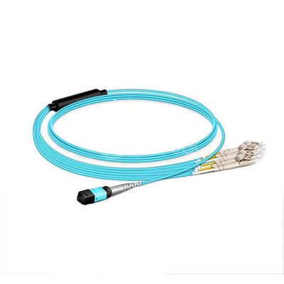 ≤0.3dB MTP/MPO Female -LC OM4 Multimode Breakout Fiber Patch Cord