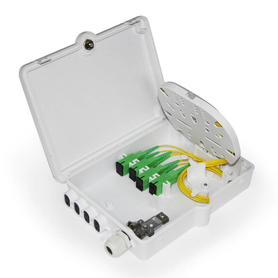 FTTH 8 코어 광섬유 유통 상자 및 벽 또는 기둥 장착을위한 옵션 어댑터 및 피그테일