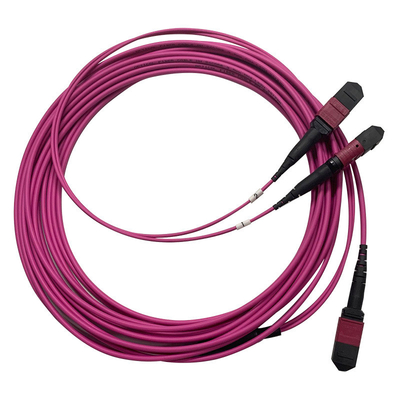 50/125 OM4 MM MPO 패치 코드 24F 3.0mm PVC 고밀도 멀티모드